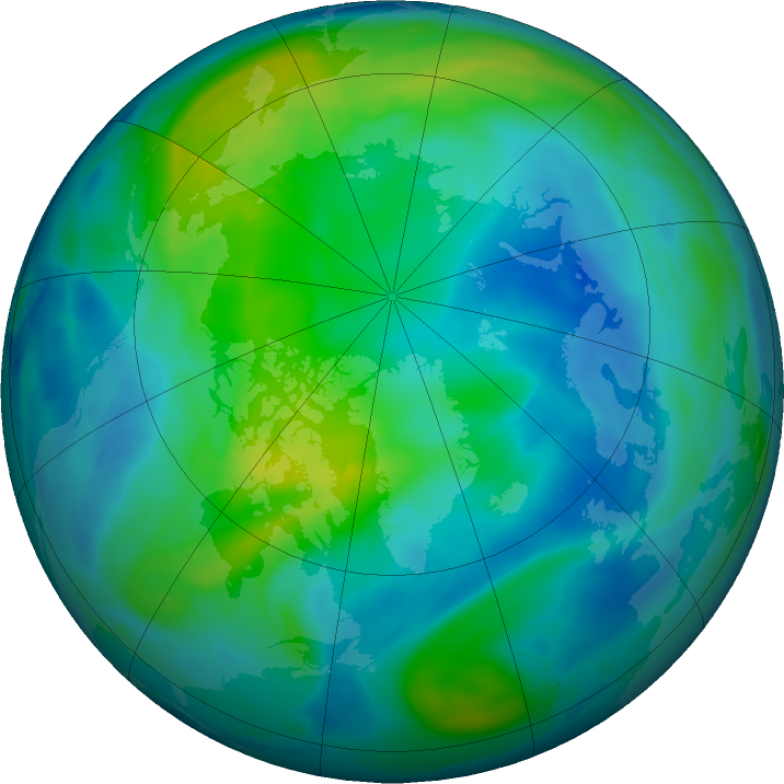 Arctic ozone map for 27 October 2017